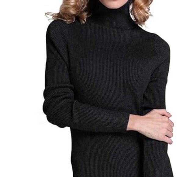 Sexy classic black turtle neck dress - Picture 3 of 4